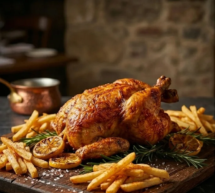 Pollo asado con patatas